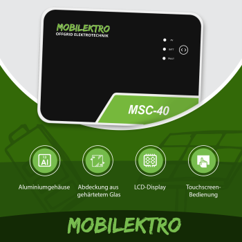 MOBILEKTRO® MSC 40 MPPT Solar Laderegler 12V/24V - 40A Laderegler für maximale Effizienz 100V - Bluetooth